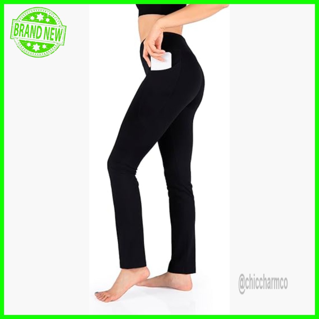 Petite Regular Tall Slim Fit Straight Leg Yoga Pants With Side Pockets